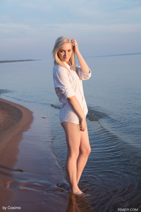 Blonde Teenie Lulya D Strips Nude On The Beach