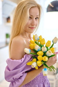 Sati Sol Cute Ukrainian Blonde Slides Her Panties Down