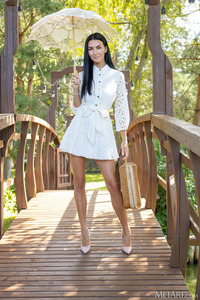 Simon Raven-haired Beauty Pops Open The Buttons To Expose Her Gorgeous Big Breasts