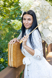 Simon Raven-haired Beauty Pops Open The Buttons To Expose Her Gorgeous Big Breasts