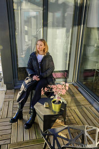 Dana Red Strips Down To Her Sheer Turquoise Lingerie