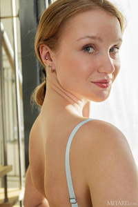 Dana Red Strips Down To Her Sheer Turquoise Lingerie