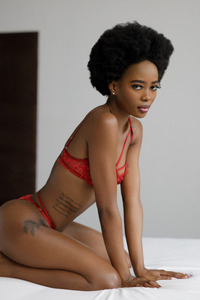 Alicia Dressed In Red Lingerie And Then Strips It Hot