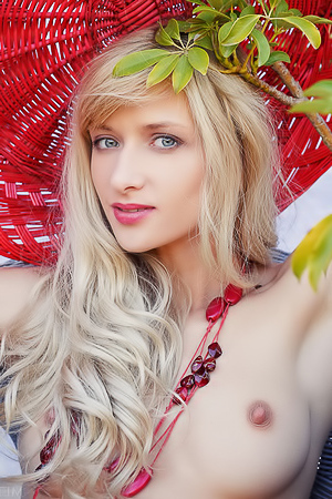 Skinny Blonde Nika Poses Naked Outside picture gallery