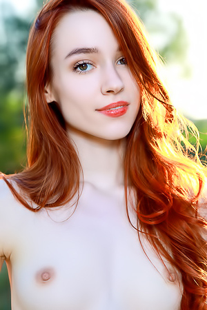 Elegant Redhead Teen Sherice Stripping In The Field