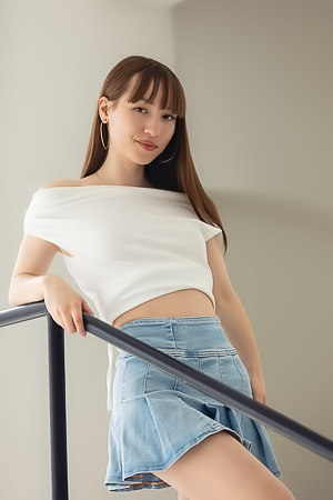 Kate Quinn Soon Perched On The Top Step With Legs Akimbo And Her Perky Breasts Exposed