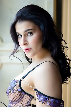 Pandora Red Seduction In Sexy Lingerie And Black Stockings