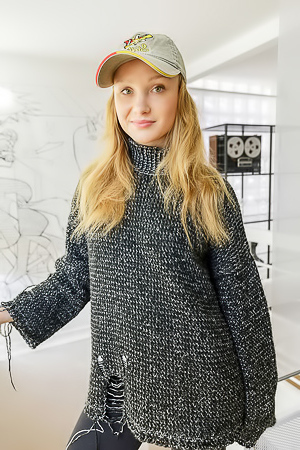 Dana Red With Strawberry-blonde Hair Lounging Naked In An Armchair