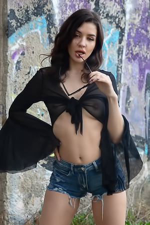 Blanche Stripping Off Tight Jeans Shorts