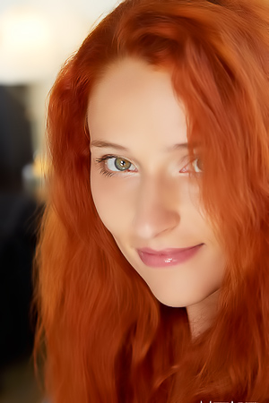 Spreading Legs, Red Hair, And Shaved Pussy Lucianna Luccis Erotic Striptease On The Bed