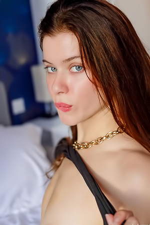 Dimly Lit, Jelena Smirks as She Pulls Crotchless Panties Aside